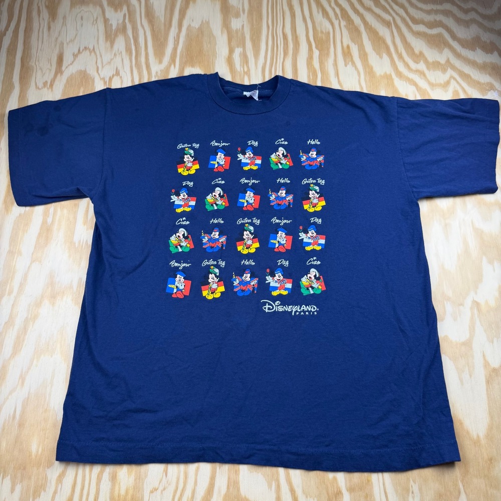 RARE 90s Mickey Mouse Disney Single stitch T Shirt L/XL Disneyland Paris EPCOT